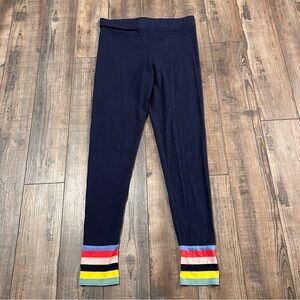 Boden Leggings Womens 12 L Blue Colorblock Ankle Stretch Elastic Waist 27 Inseam